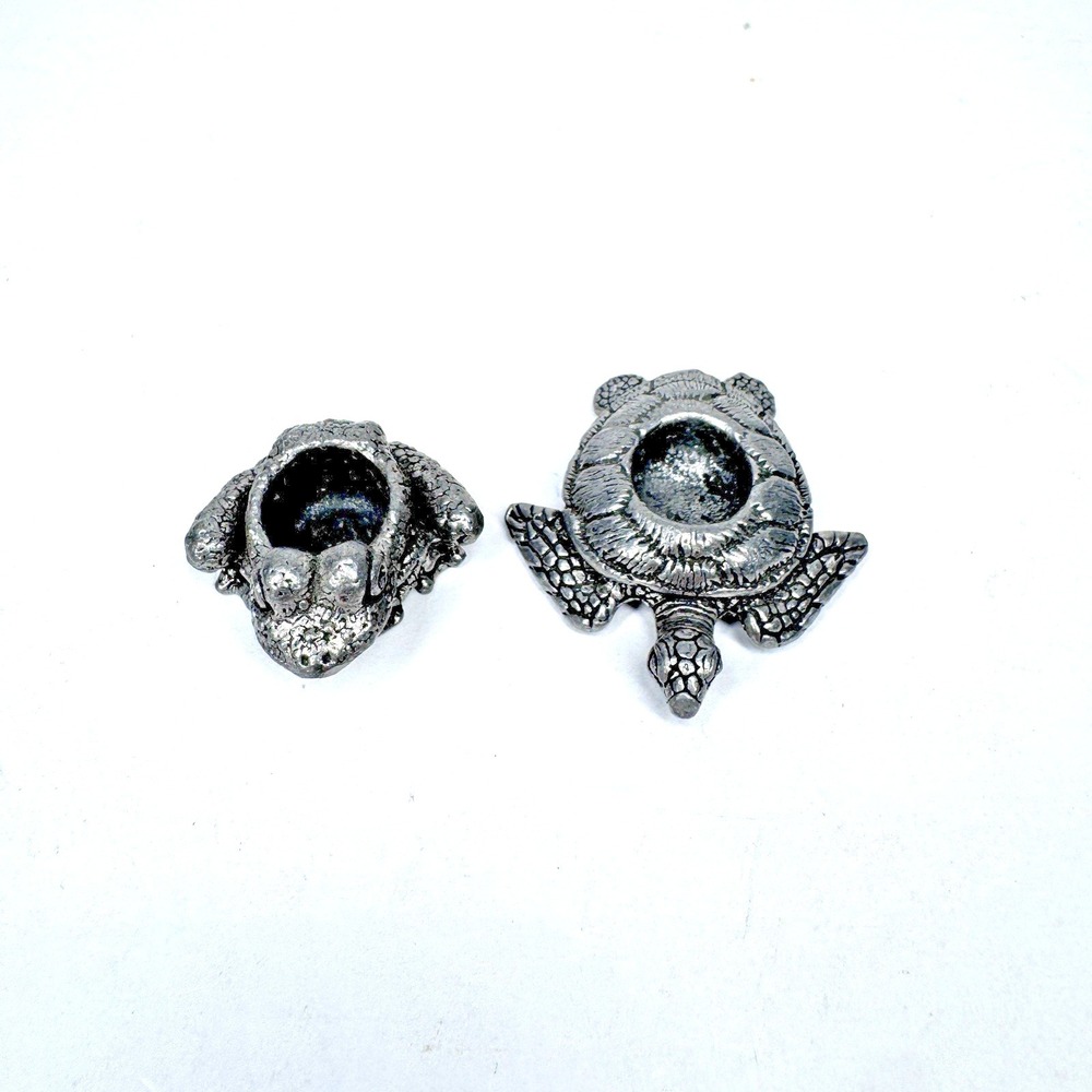 Vintage Sea Turtle Taper Candle Holders Silver Tone Coastal Beach Decor